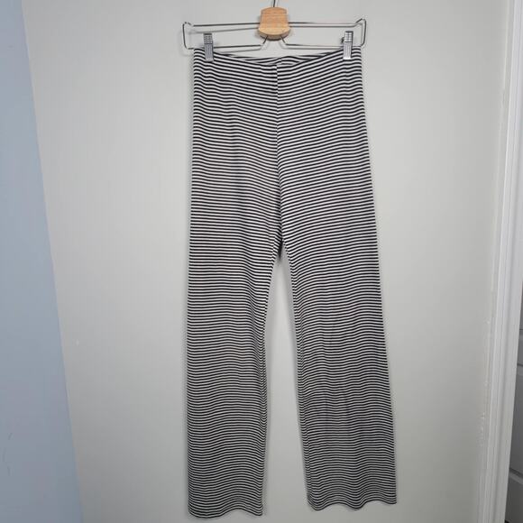 Valentina Shah Pull On Pants Womens M Striped Straight Black White Italy - Picture 1 of 10